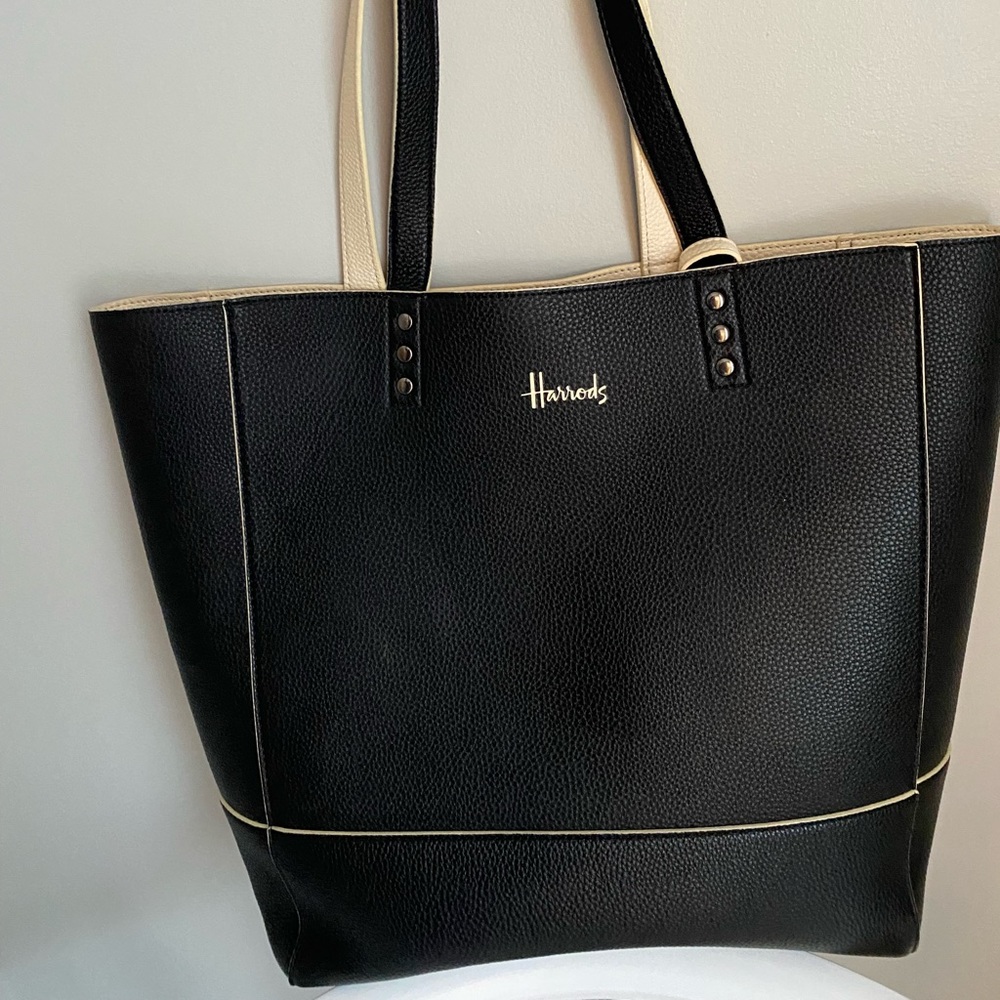 Harrods Reversible Fern Tote Bag- Black/Cream